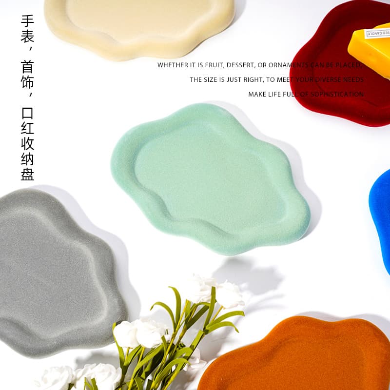 New Ceramic Cloud Plate European Luxury Jewelry Tray Plush High-End Decorative Storage Tray Photo Prop Serving Plate