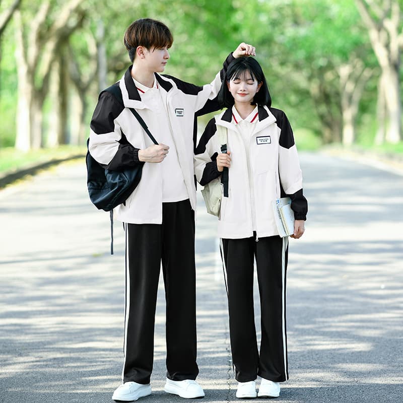 Middle school class windbreaker three-piece set new style autumn campus academy style high school student sports meet uniform set