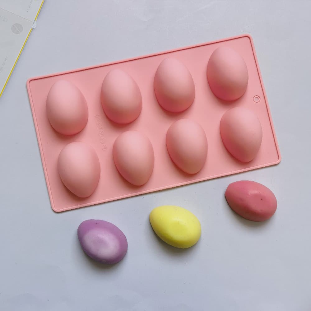 8-Cavity Easter Egg 216 Silicone Mold for Cake, Ice Cream, Pudding, Dessert, Soap, and Baking Tools