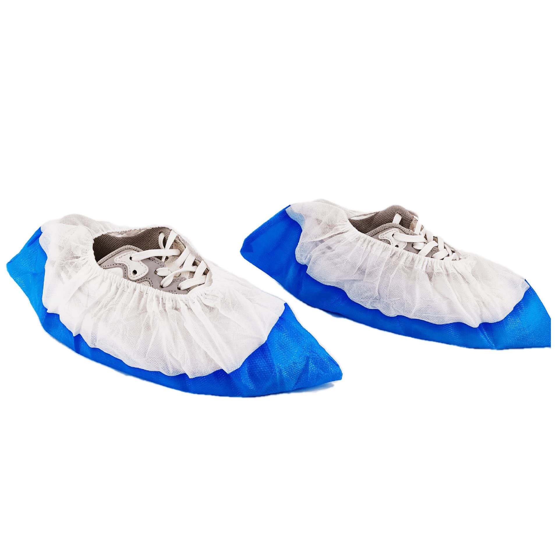 Factory processed disposable semi-film-coated shoe covers, thickened CPE film-coated soles, waterproof and breathable shoe covers.