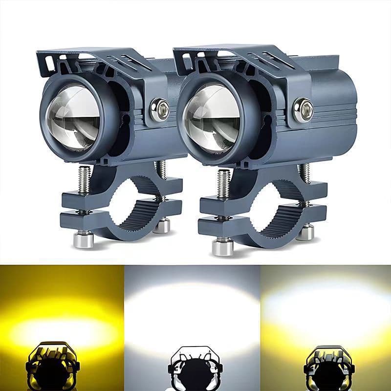 Electric motorcycle lights for food delivery riders: external laser spotlights with strobe and lens.