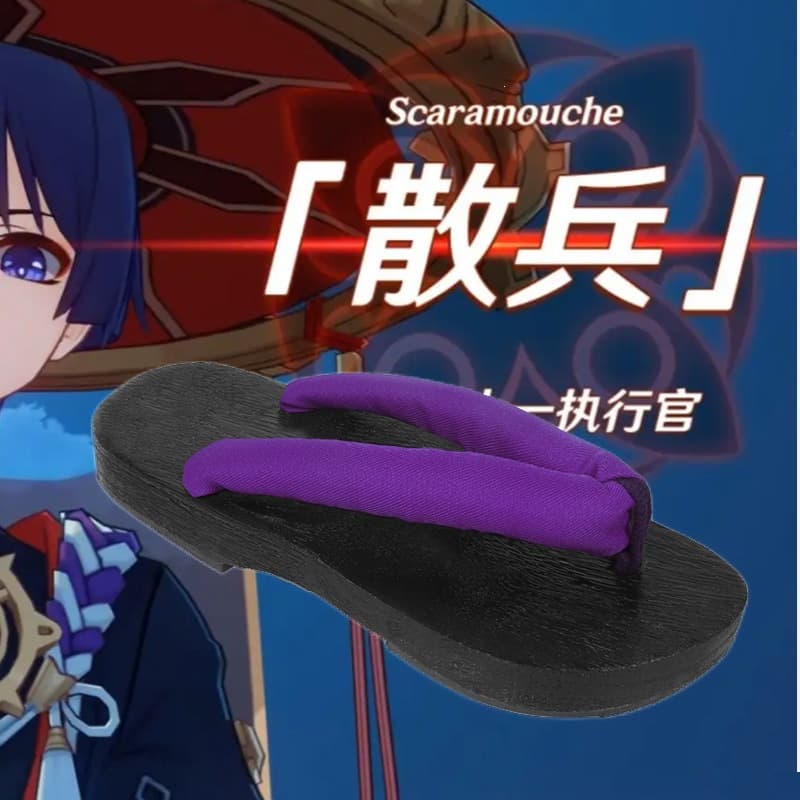 Genshin Impact Scaramouche Cos Shoes, Kaedehara Kazuha Cosplay Prop Accessories, Onmyoji Soul Sandals, Wooden Clogs, Flip-Flops