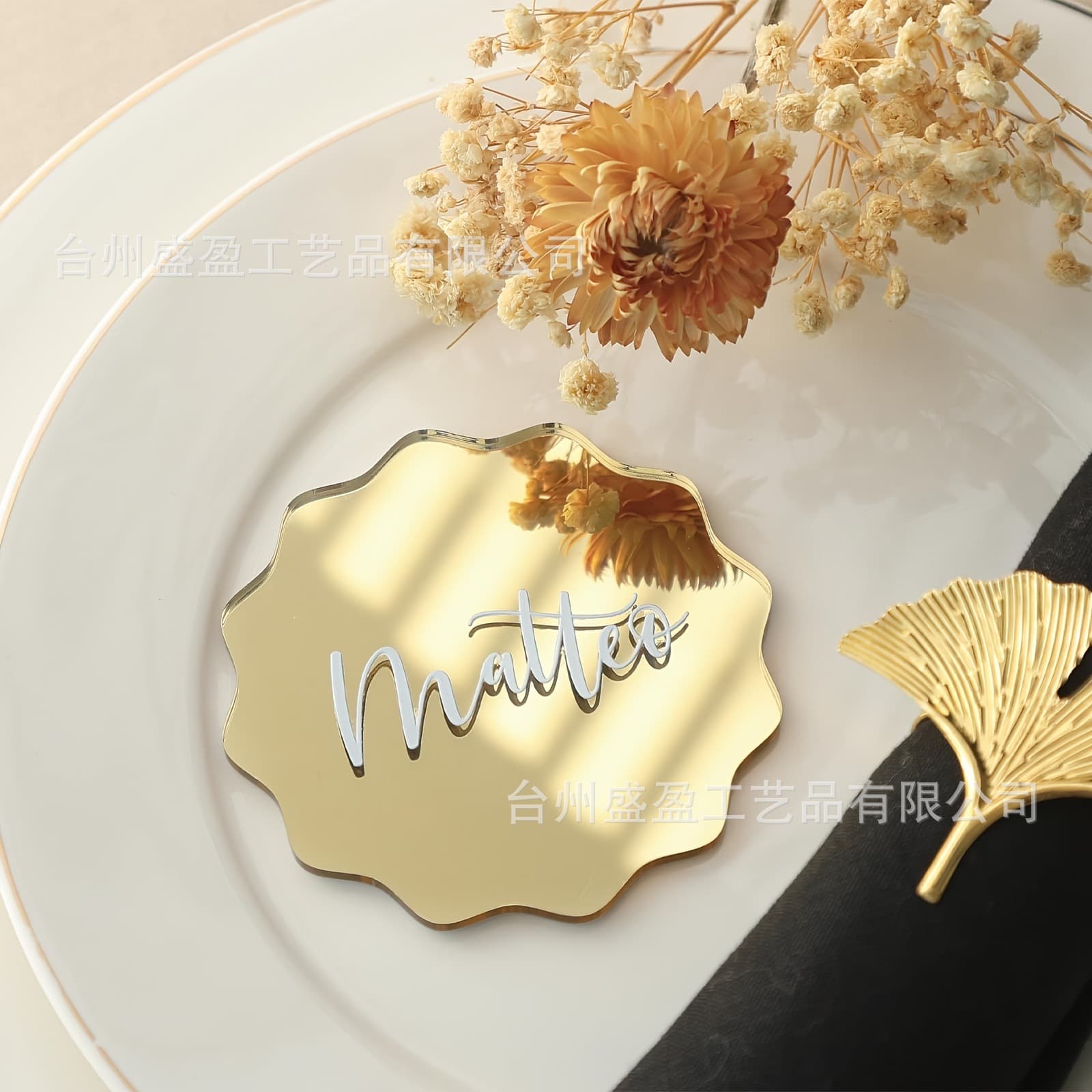 Wavy gold mirror acrylic table number card diy party wedding seat card table card wedding