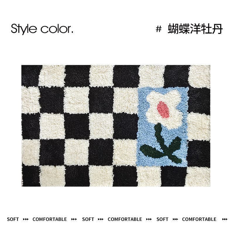 Ins style imitation cashmere living room bedroom bedside blanket Japanese and Korean style water-absorbent non-slip mat bathroom bathroom floor mat