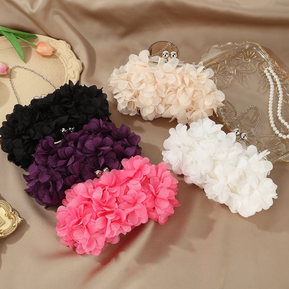 Light Luxury Sweet Petal Evening Bag, Festive Wedding, High-End Bridesmaid Bag, Nightclub Versatile Clutch
