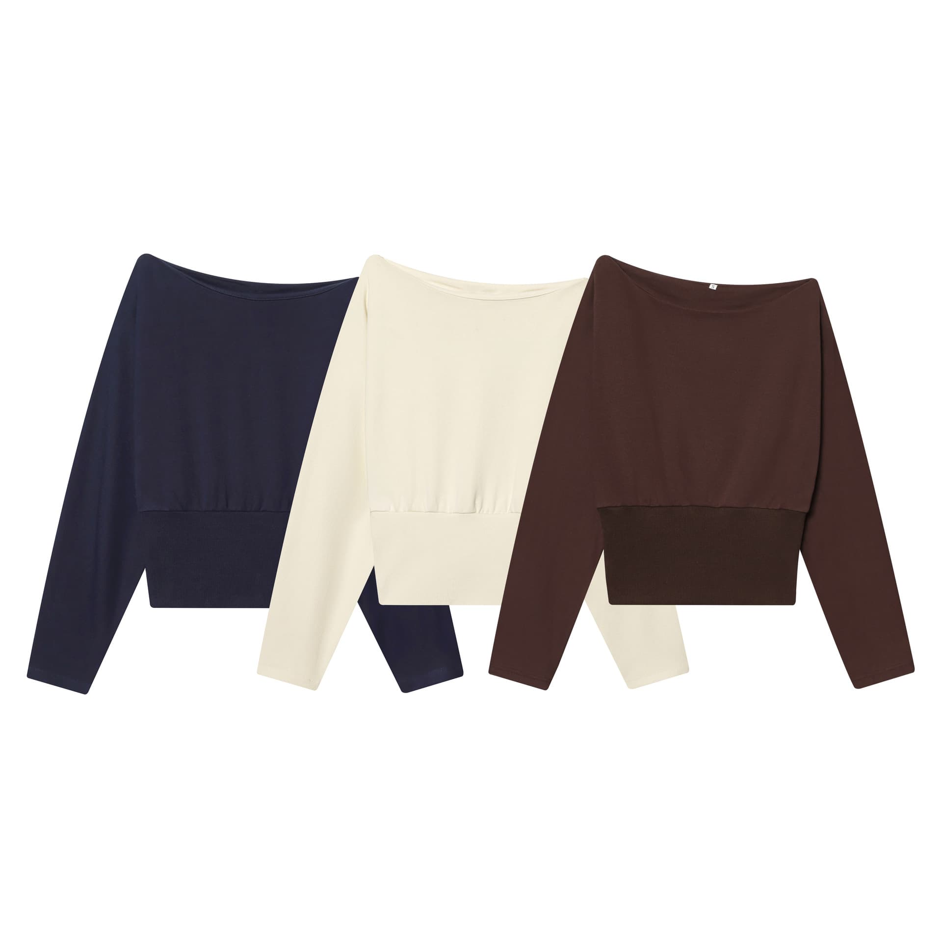 Cross-border women's clothing wholesale European and American style solid color long-sleeved tops 2026 spring new off-shoulder casual versatile sweatshirt