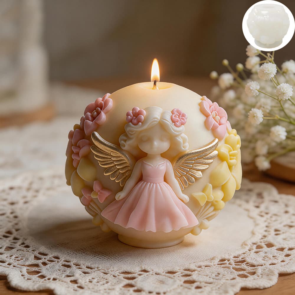 Quan Mingxiang Angel Girl Flower Relief Scented Candle Silicone Mold Ins Spherical Angel Decorative Ornaments