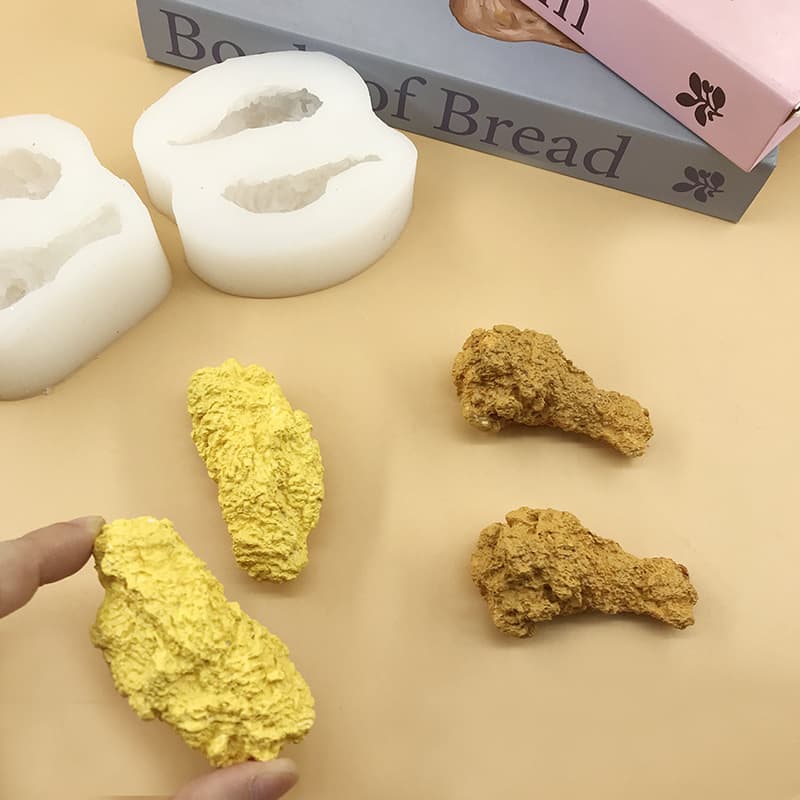 Simulated Fried Chicken Drumstick and Wing Food-Grade Silicone Mold for Handmade Chocolate, Resin, Squishy, and Food Toy Molds