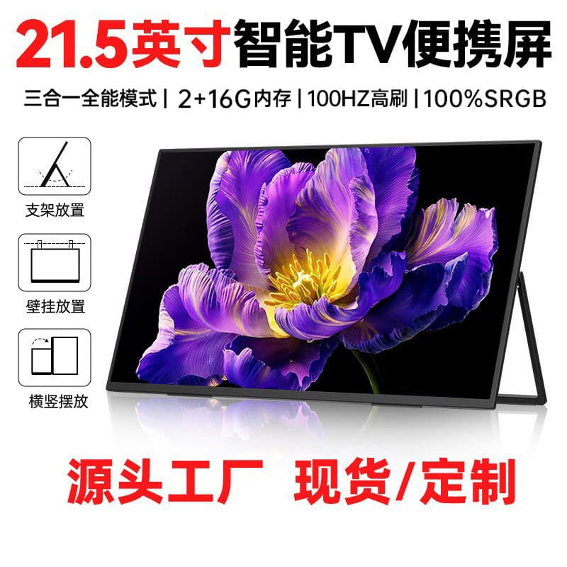EIMIO 21.5-inch 100Hz Portable Monitor with Android TV System, Computer Expansion Secondary Screen, IPS Panel