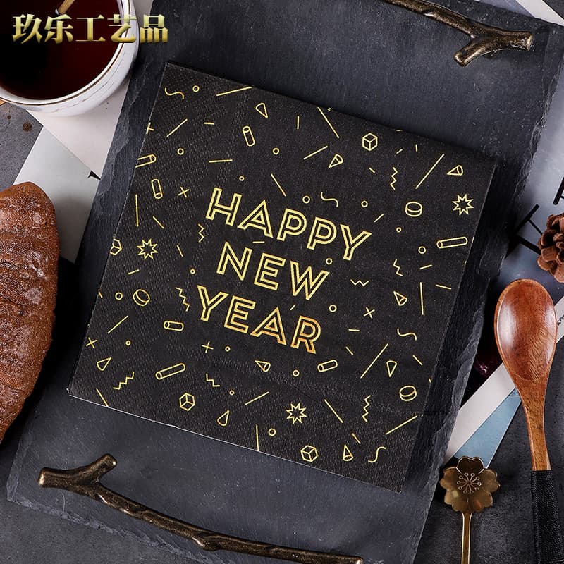 Factory Happy New Year Wood Pulp Tissue Paper Restaurant Colorful Printed Napkins