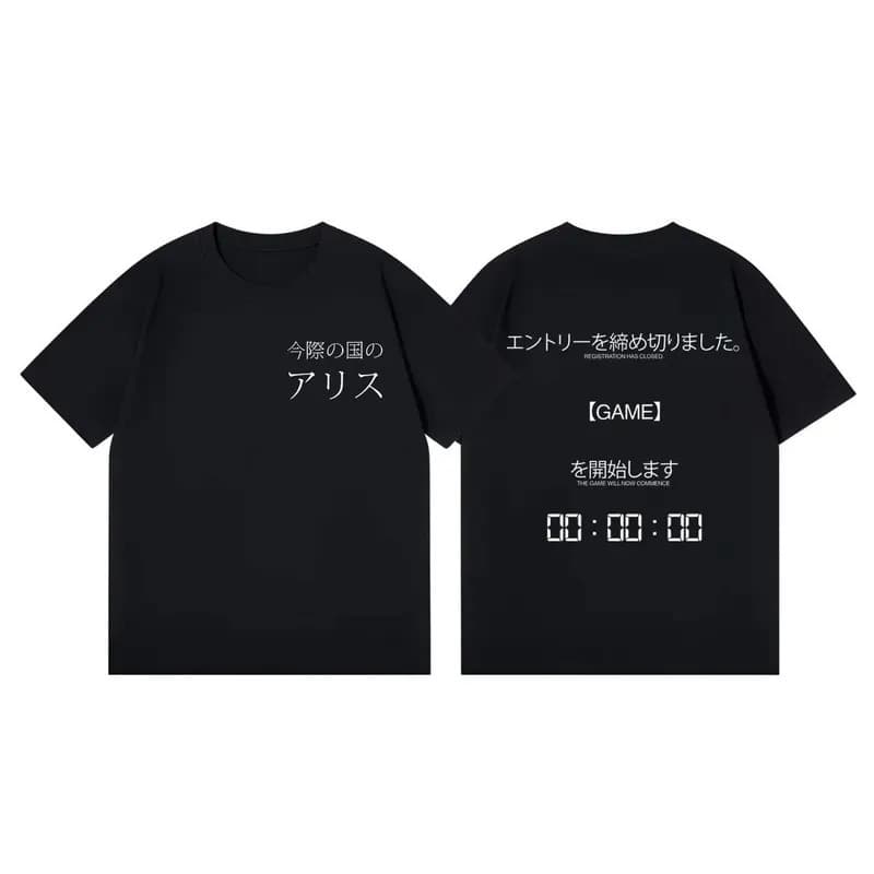 European size cotton TV Play Alice in Borderland Print T-shirt Men Women