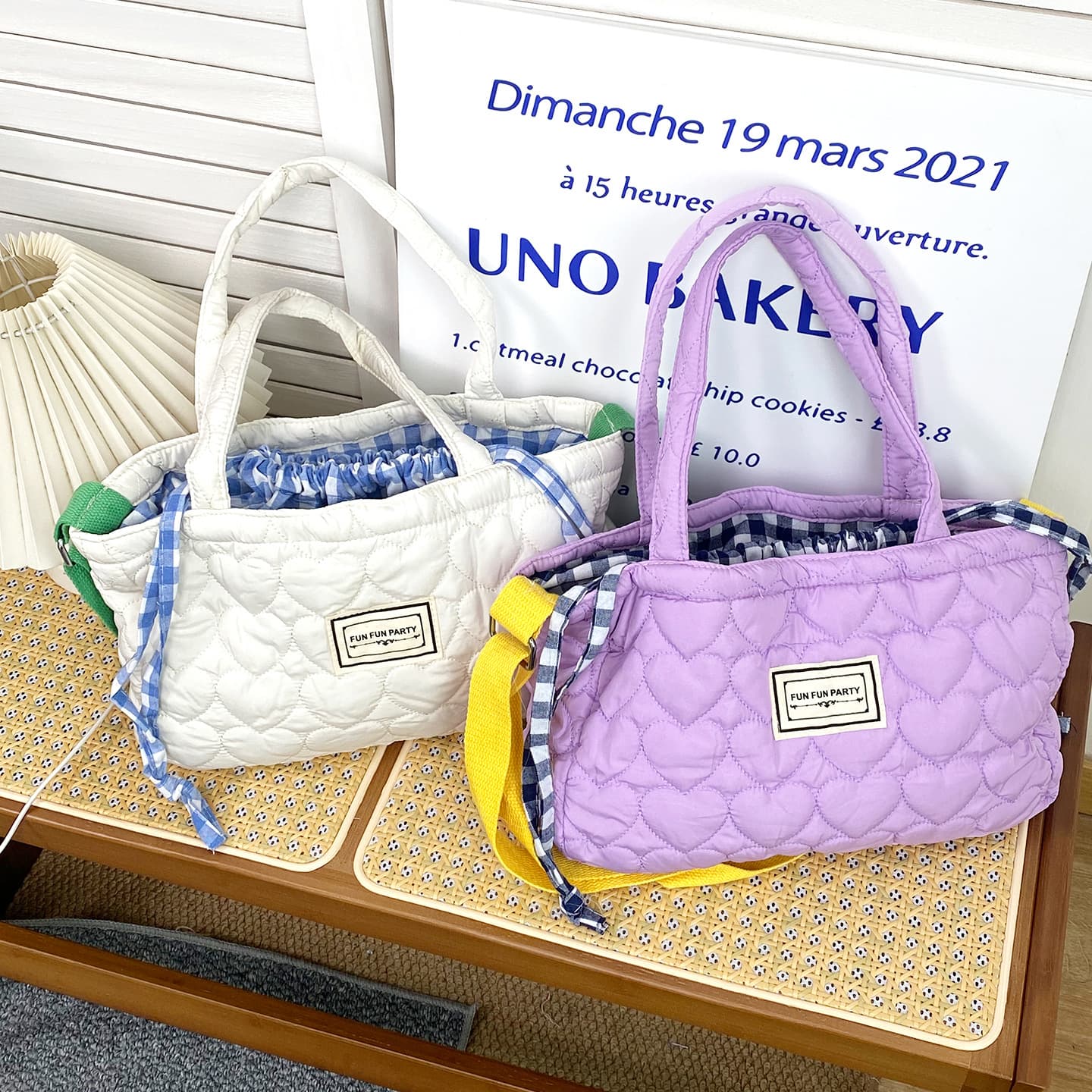 Early Autumn New Girl's Heart Crossbody Bag Small Fresh Drawstring Shoulder Bag Contrast Color Large Capacity Commute Storage Bag Korean Style