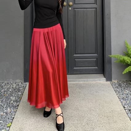 Classical Wanjiang Dance Bright Wine Red Square Dance Skirt 720 Dance Skirt Half Skirt Long Skirt Large Swing Skirt Ballroom Dance Skirt