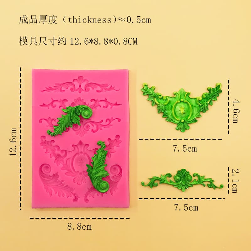 European-Style Relief Flower Vine Lace Decorative Silicone Mold Cake Border Fondant Mold Baking Clay Mold