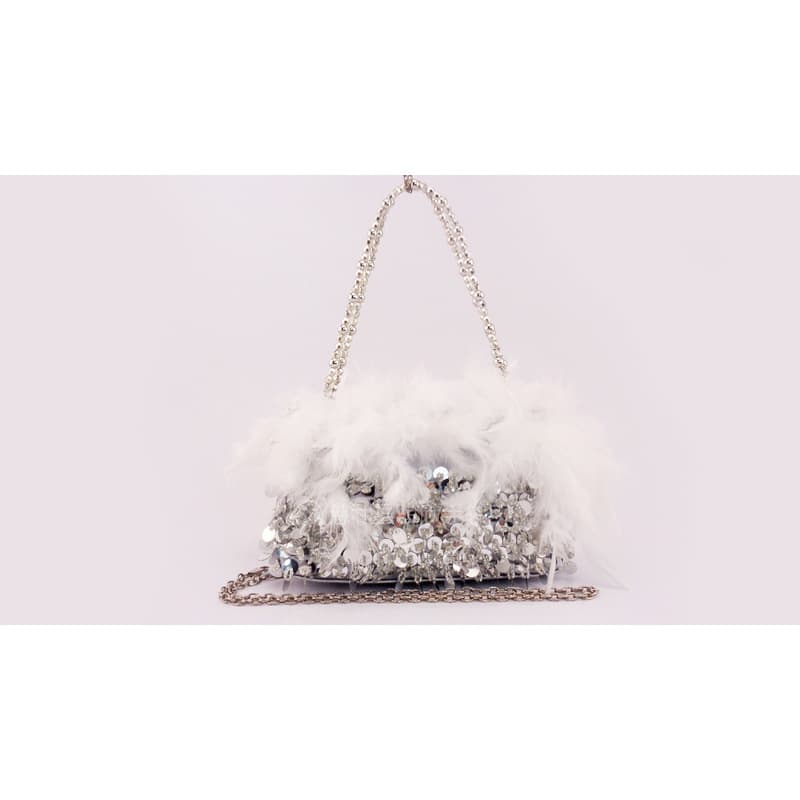 [In Stock] Fairy Feather Sequin Handmade Beaded Handbag Clutch Evening Bag Qipao Bag QX20096