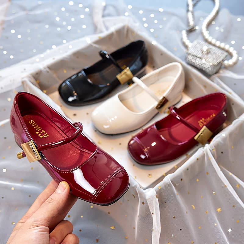 Girls' High Heel Shoes Children's Princess Leather Shoes 2025 Mary Jane Patent Leather Soft Sole Toddler Shoes for Girls