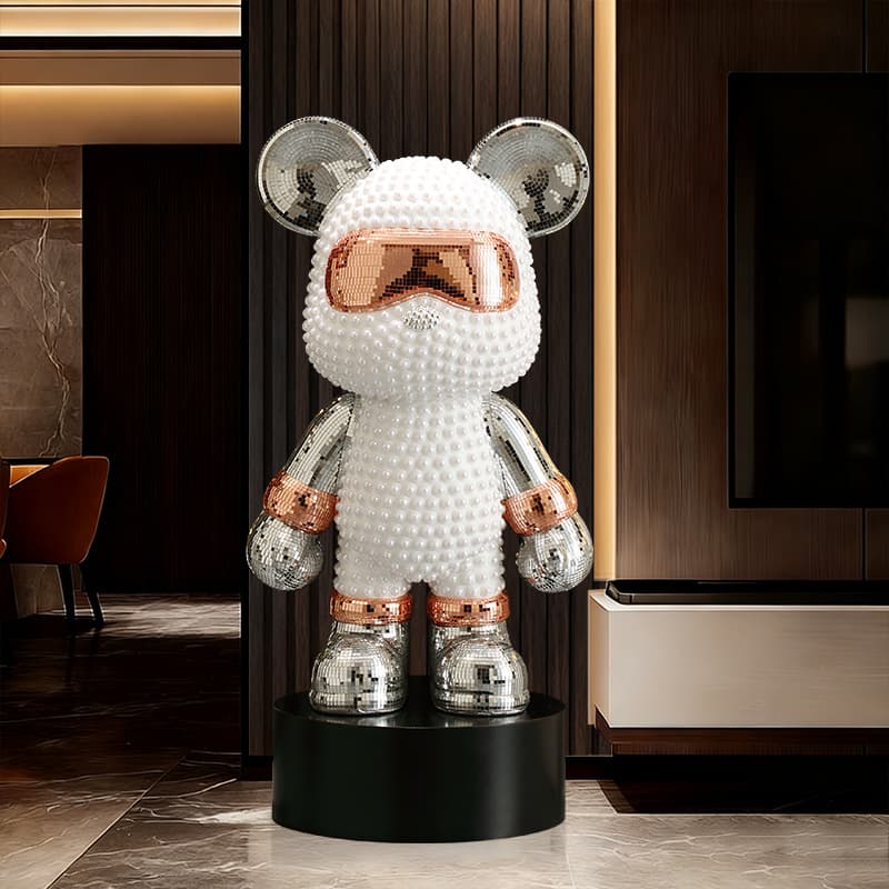 Trendy Sequined Cool Bear Figurine Modern Light Luxury Living Room TV Cabinet Entryway Decor Factory Direct Wholesale Available