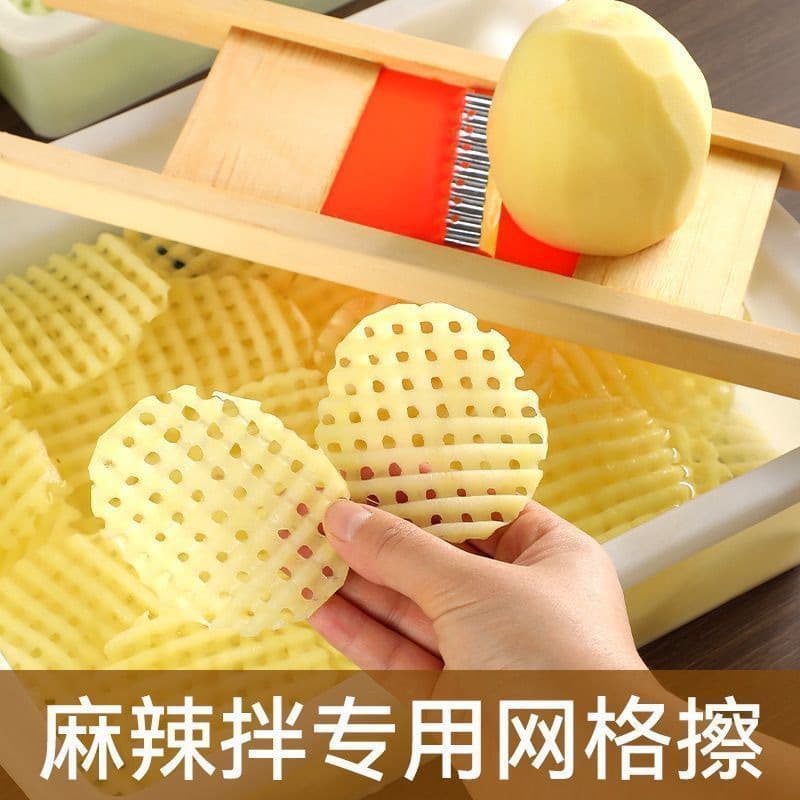 Grid Potato Slicer for Spicy Mix, Large Wave Crinkle Cut Chip Tool, Commercial Slicing