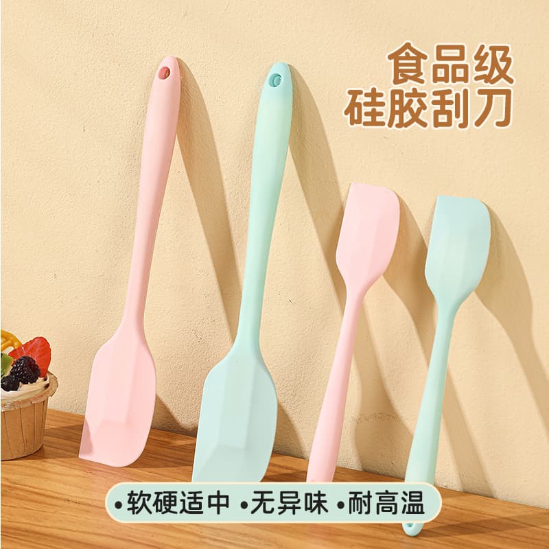 Factory Stock High-Temp Silicone Spatula Cake Cream Spreader/Scraper Household One-Piece Baking Tool