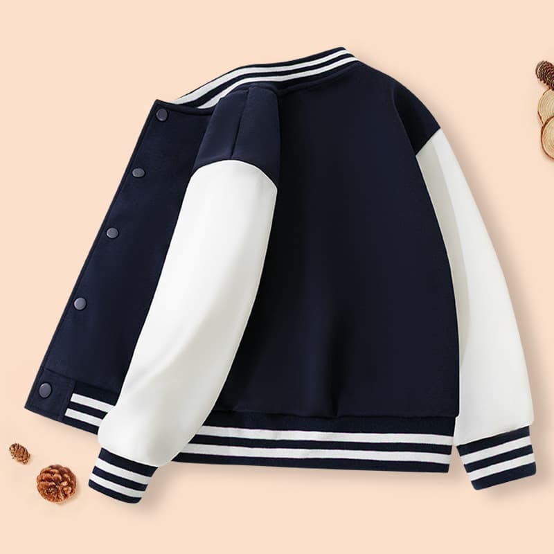 Boys Fashion Baseball Jacket 2026 Autumn Winter New Cardigan Kids Clothes Older Boys Preppy Style Girls Color-Block Sleeve Coat