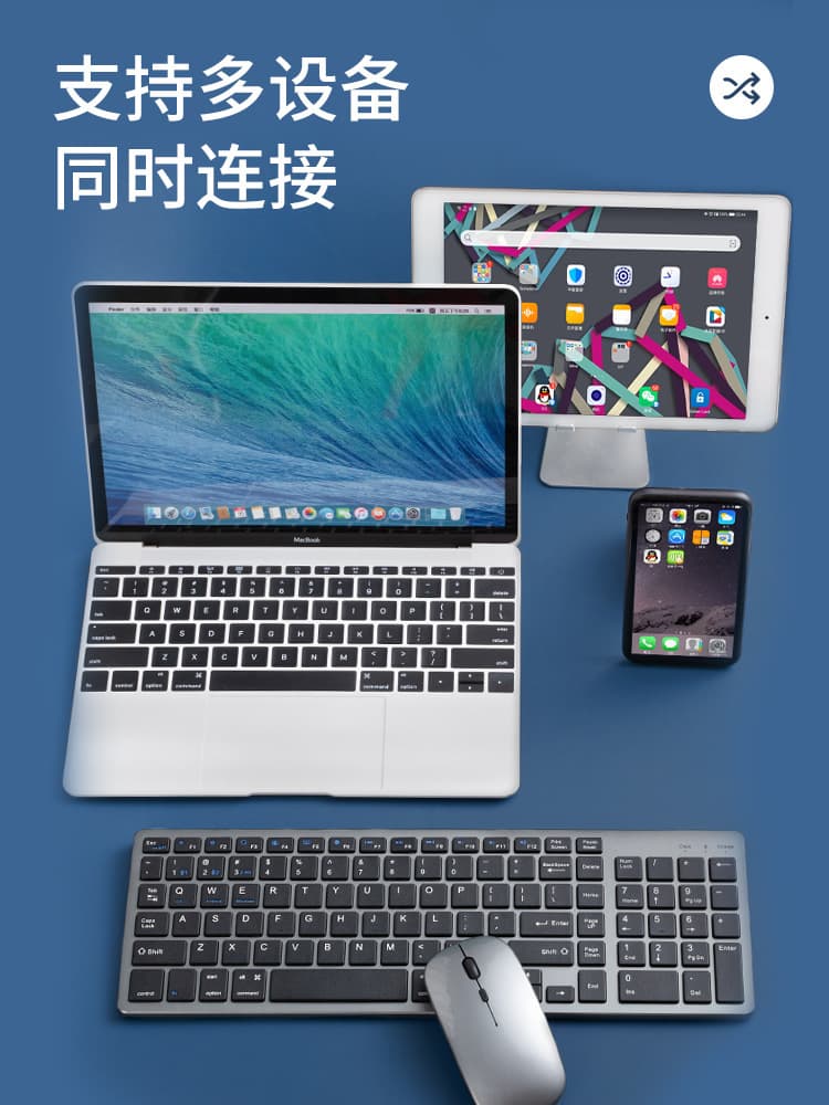 Wireless Keyboard and Mouse Set Bluetooth Compact for Tablet Laptop MacBook Pro Silent Rechargeable Mini