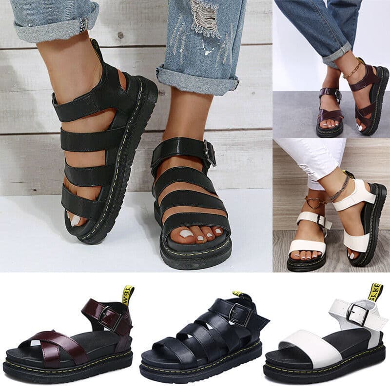 New Womens Flatform Summer Ankle Strap Sandals