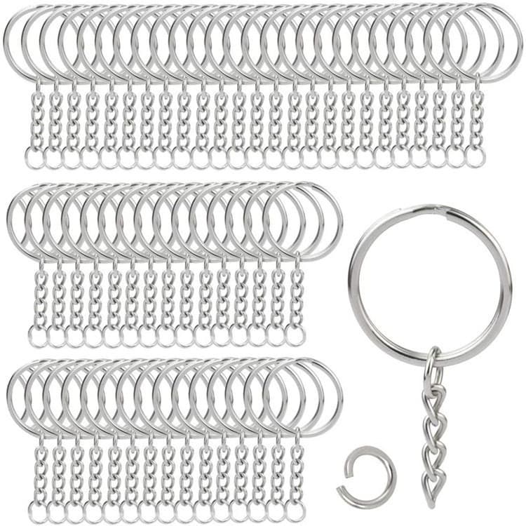 Cross-border DIY Jewelry Accessories Key Ring with Extension Chain, Open Ring Single Loop Keychain Bag Charm Clasp