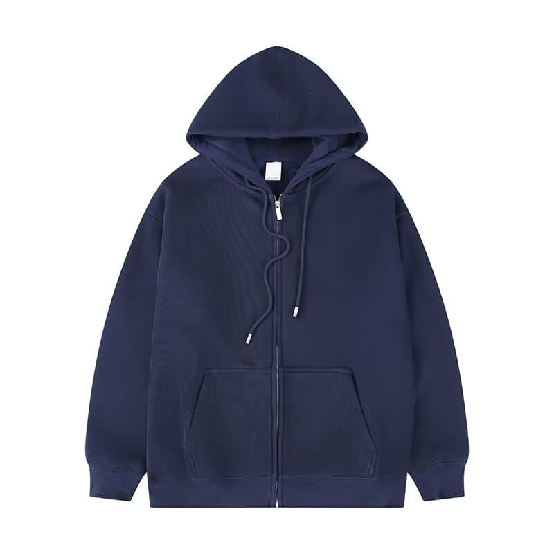 Solid Color Hooded Zip-Up Sweatshirt for Men, Casual Athletic Jacket, Youth Spring/Fall Loose-Fit Hoodie Top