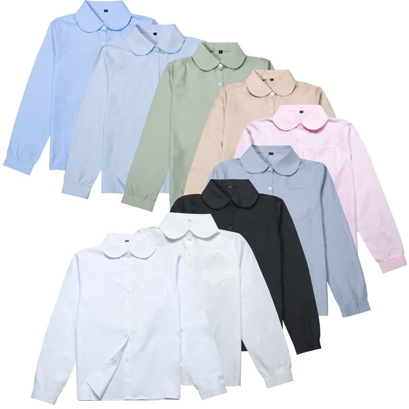 Factory direct wholesale JK uniform round neck long-sleeved basic shirt for women, students, work clothes, spring and autumn.