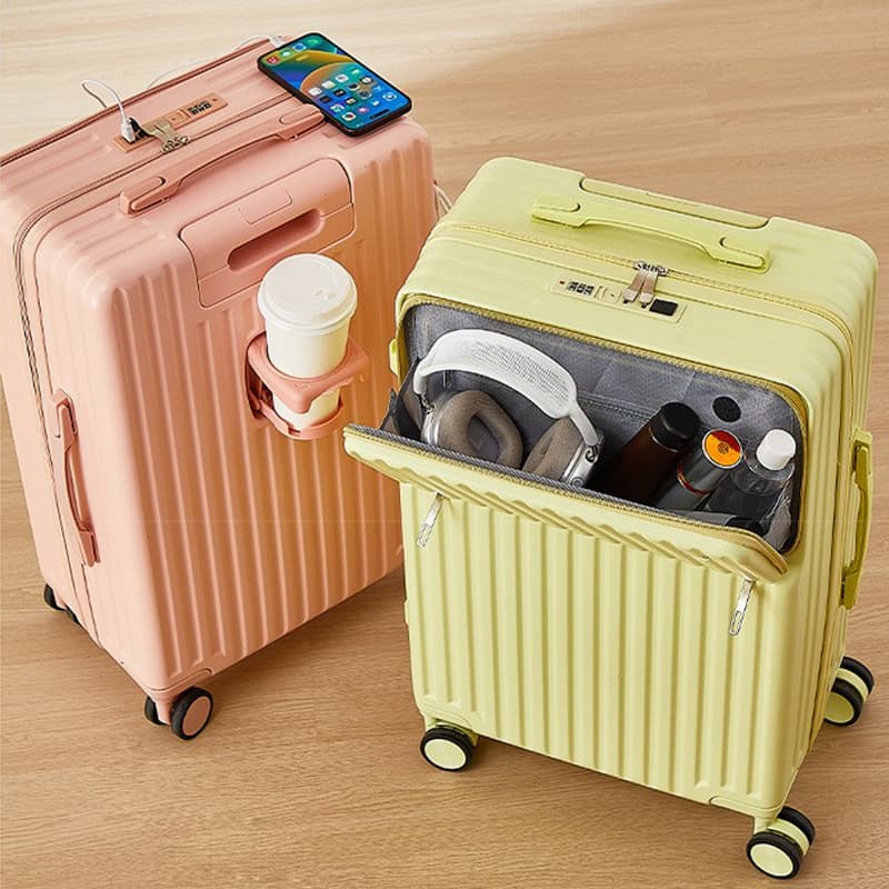 Multifunctional Large Capacity Suitcase Front Opening Travel Luggage Spinner Wheels Student Password Case Boarding Case