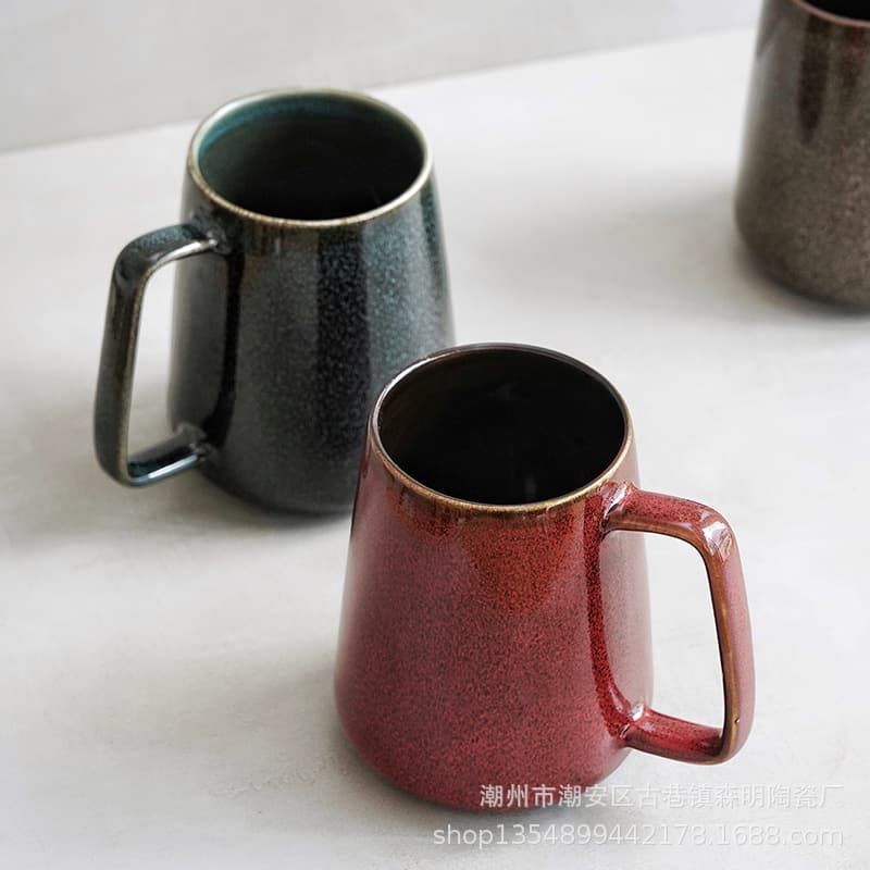 Creative Ceramic Japanese Style Beer Mug Coffee Cup Large Office Tea Mug with Handle Breakfast Cup
