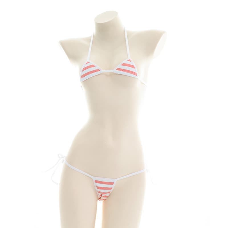 Adjustable Size Three-Point Swimsuit Striped Bikini Sexy Lingerie Uniform Large Size Set New Model Private Label AE Stock
