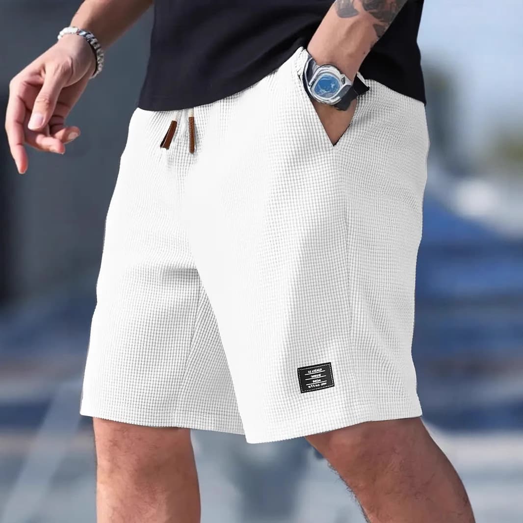 White Corduroy Men's Shorts Summer Casual Sports Pants Five-Point Corn Pattern Light And Comfortable Loose Fit Male Outerwear