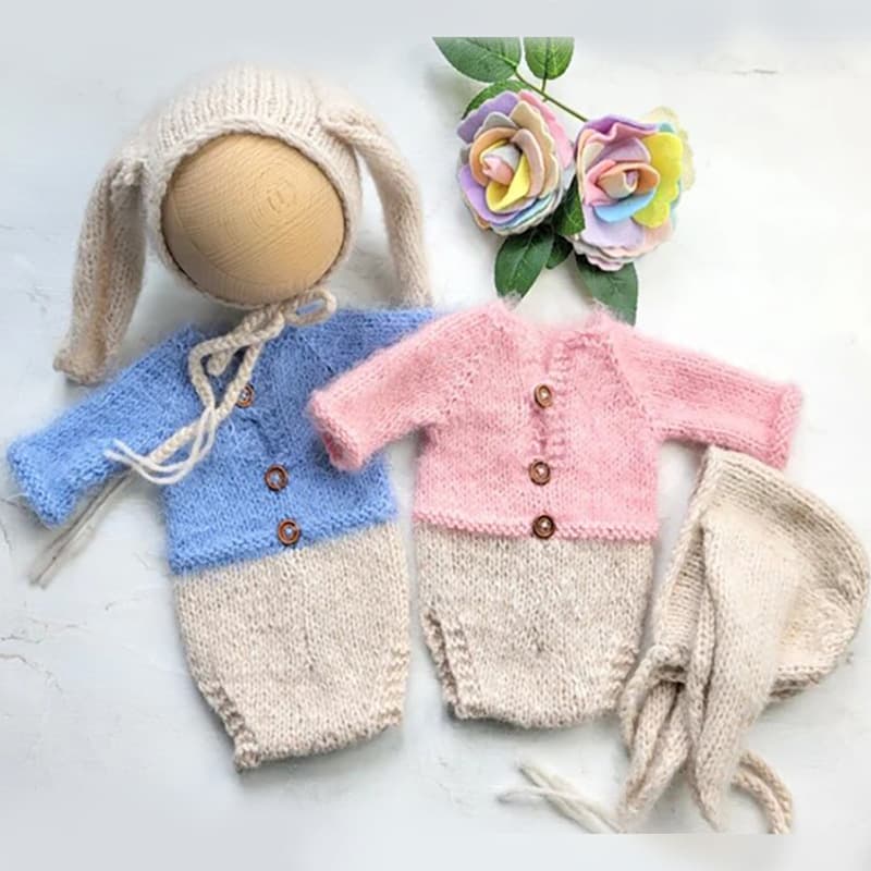 Newborn Photography Prop Outfit, Full Moon Baby Photo Shoot, 100 Days Cute Rabbit Set