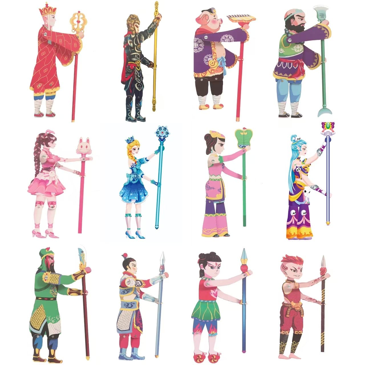 Free shipping on new wooden shadow puppet toys with control levers, a nostalgic Journey to the West toy.
