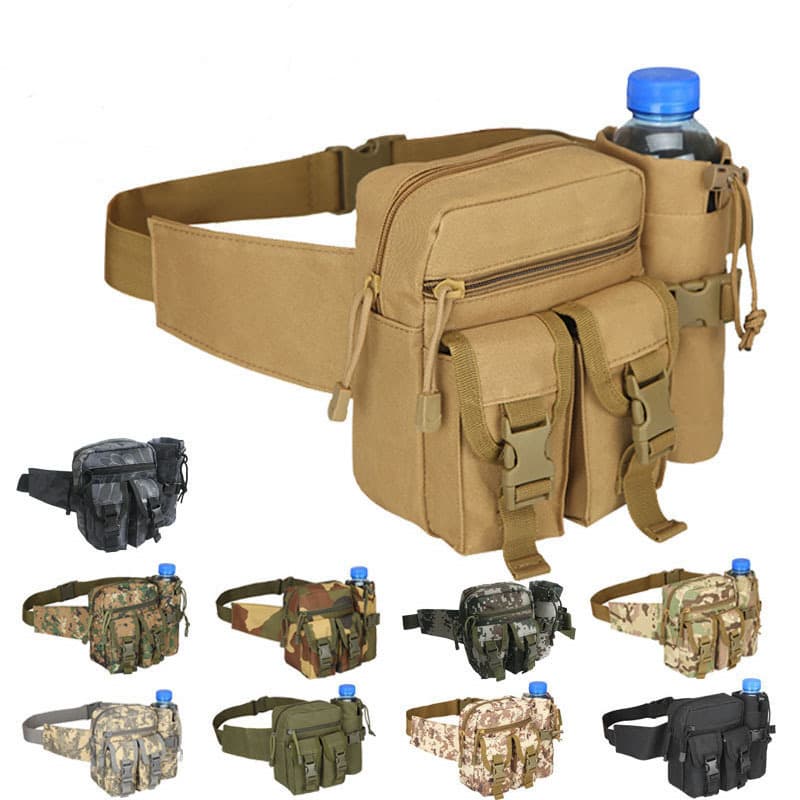 Cross-border water bottle carrier cycling lure bag, outdoor sport waist pack crossbody fishing bag, multifunctional tool pouch for men.