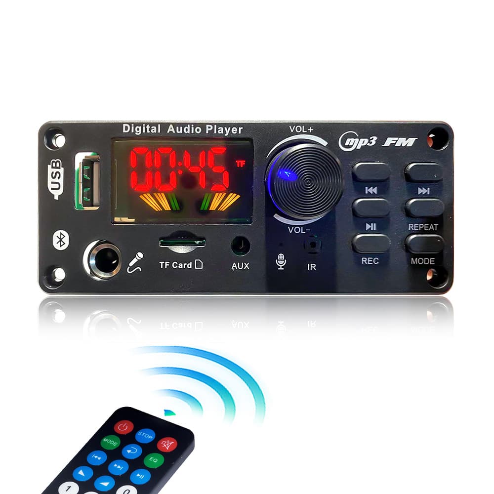 12V Amplifier 2*40W Bluetooth Karaoke MP3 Decoder Board with Recording and Call, Lossless Mainboard Bluetooth 5.3 BT