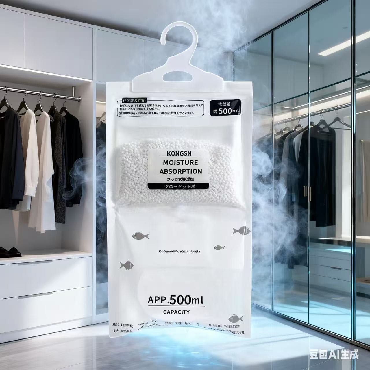Large-pack moisture-proof dehumidifying bags for dorms, absorbent and mold-resistant, hanging household desiccant.