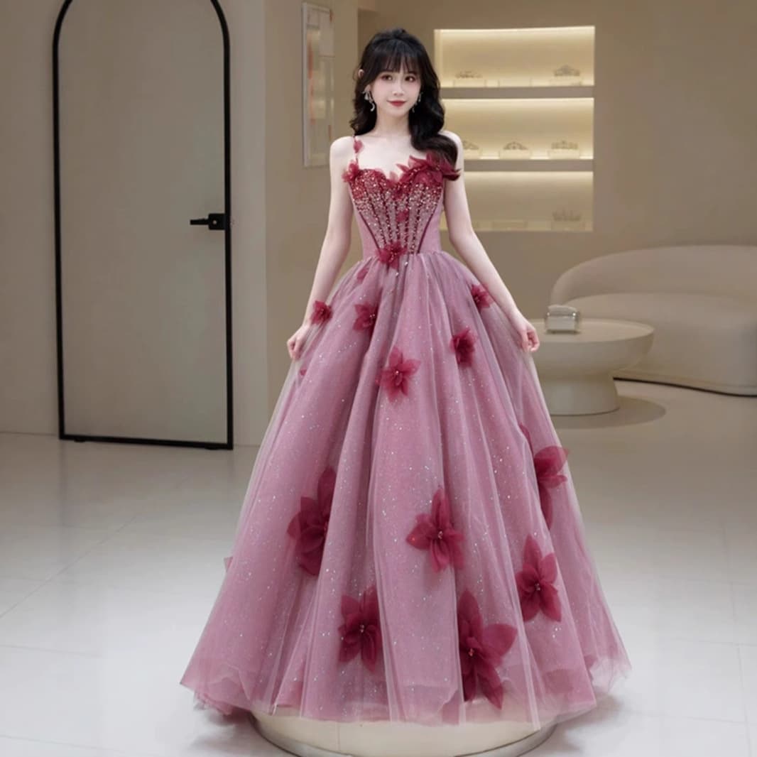 Premium Heavy-Duty Banquet Princess Ball Gown for Toasting, Hostess Strapless Light Luxury Evening Dress