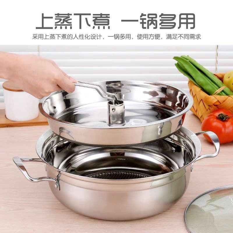 Food-grade thickened stainless steel steam pot, composite bottom steamer pot, soup pot, multi-functional multi-layer for home use