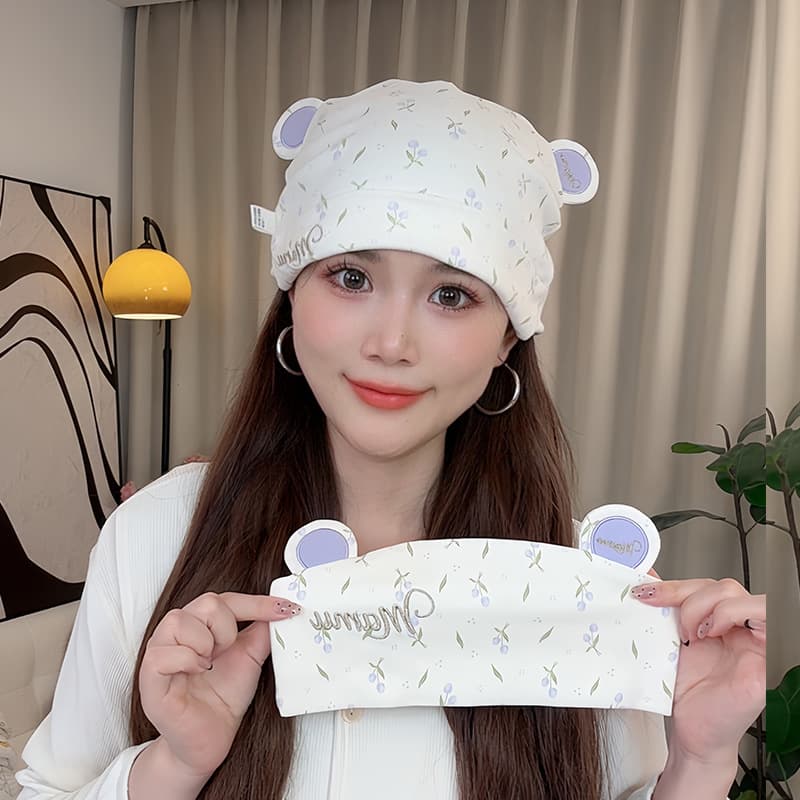 Cute Maternity Hat, Pure Cotton Category A Headband for Postpartum Women, Breathable Confinement Headscarf, Windproof Cap for Forehead Protection
