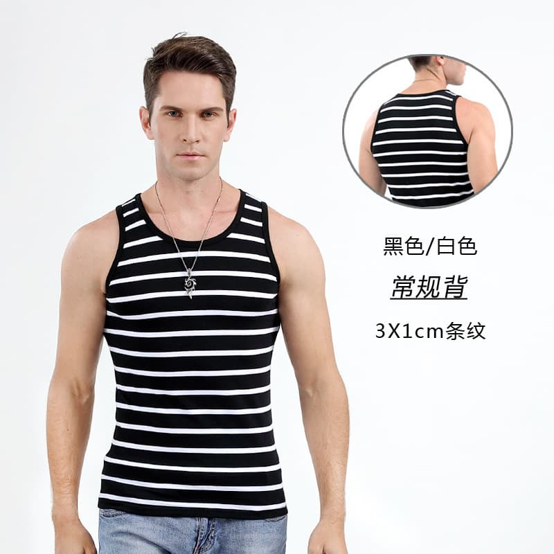Wholesale Striped Men's Vest for Export, Youthful Fashion Stretch Slim Fit Summer Undershirt