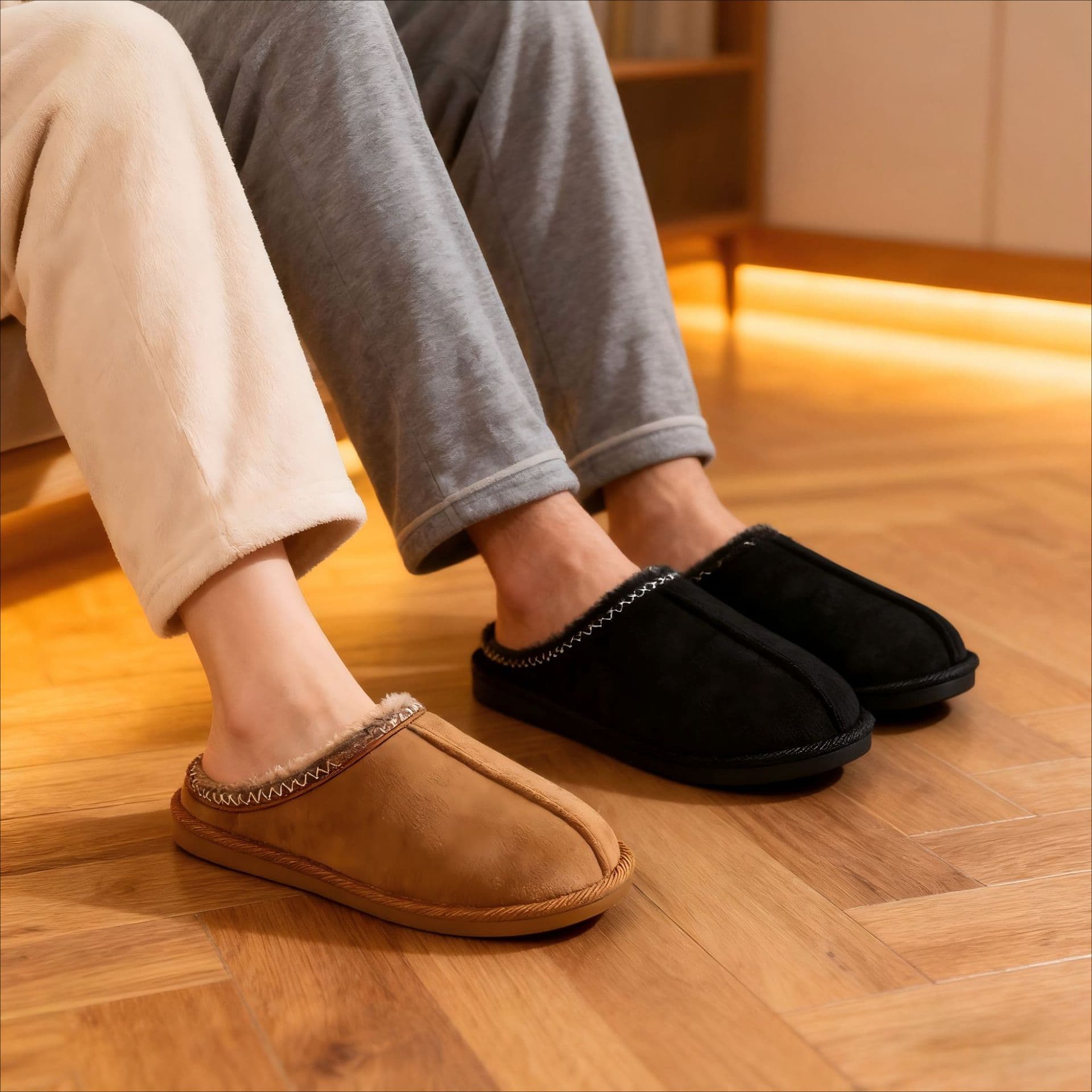 Cross-border Hot Selling Indoor Lace Couple Floor Slippers Autumn and Winter Home Fleece-Lined Warm Cotton Slippers Comfortable Fur Slippers
