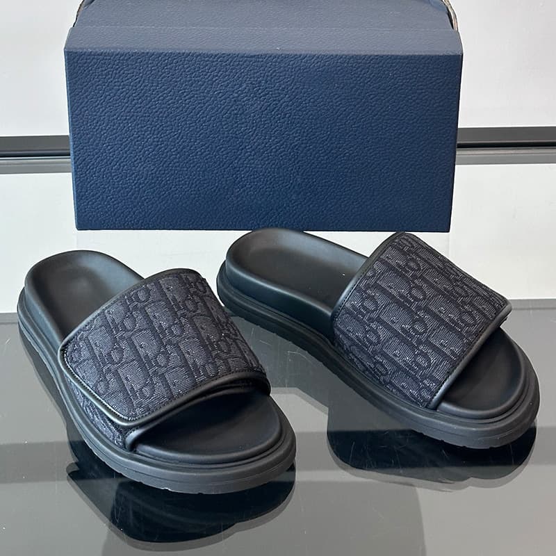 1:1 Original Label Original Box High-End Designer D Monogram Slides Men's Summer New Style Flip Flops Men's Beach Shoes