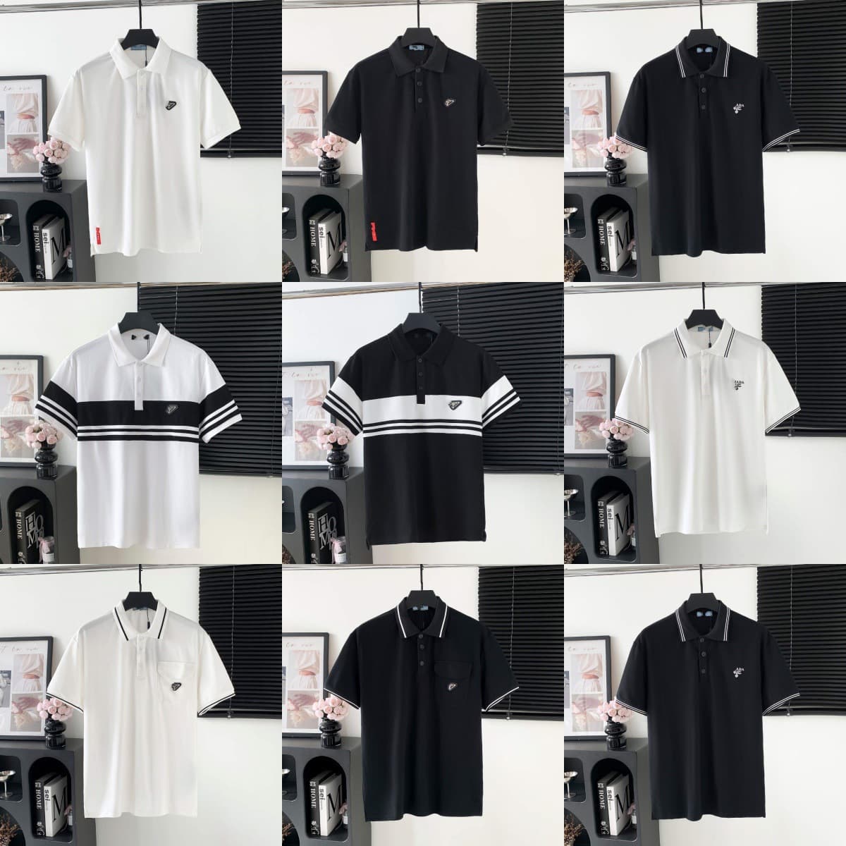 Cross-border Correct Version High Version P Brand LV Brand G Brand 25 New Cotton Turn-down Collar Jacquard Polo Shirt