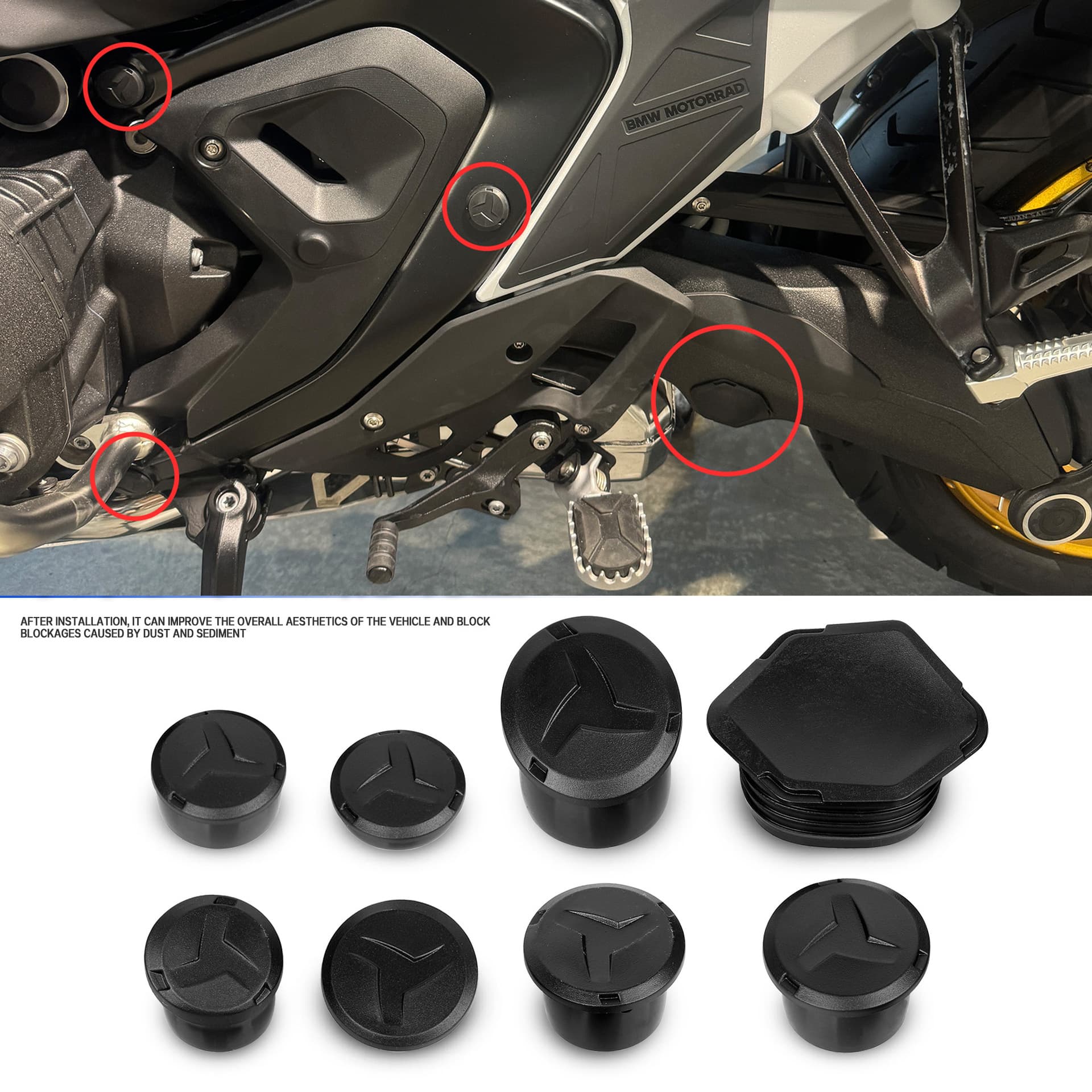 For BMW R1300GS/ADV Modified Frame Hole Decorative Cover, Waterproof and Dustproof Frame Plug