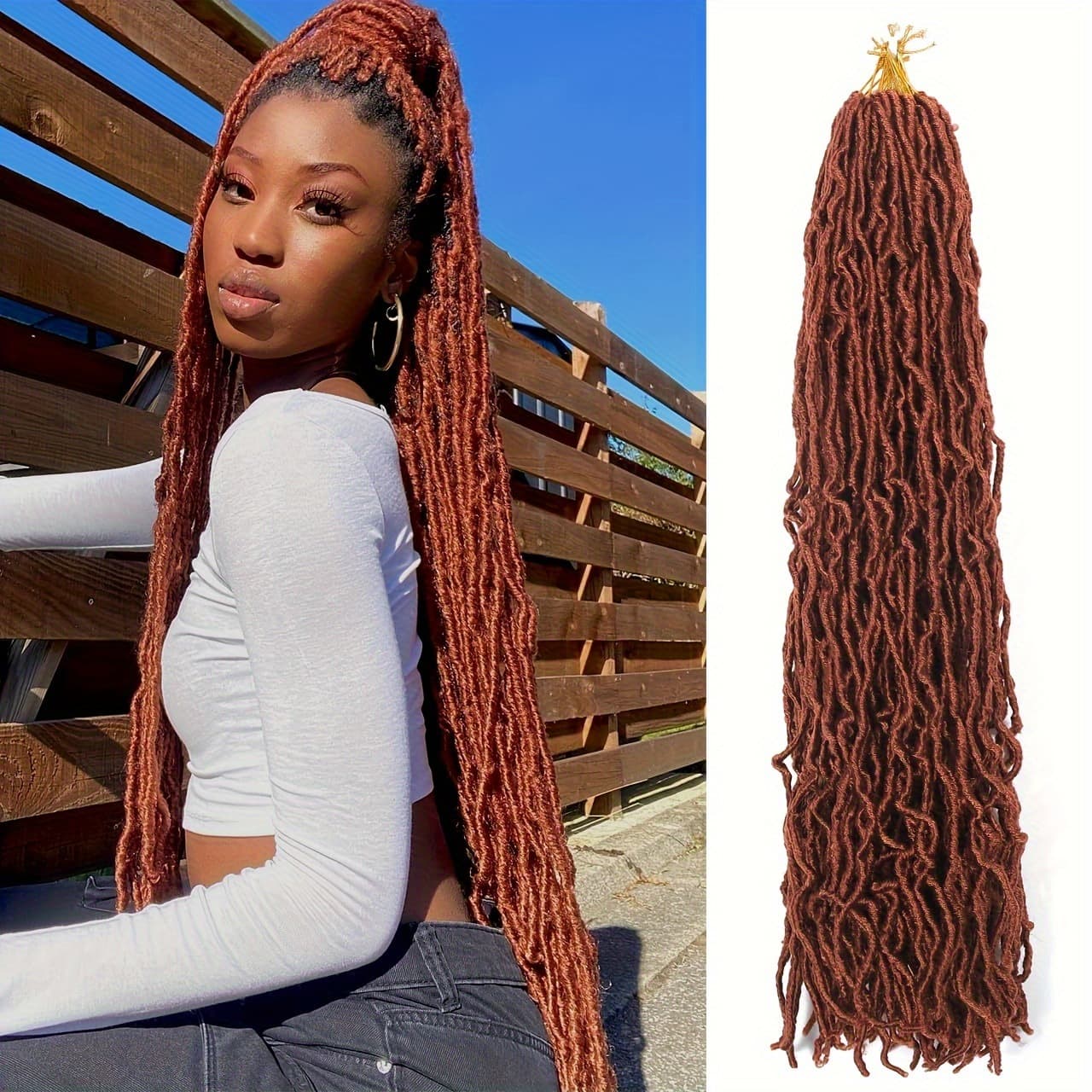 Cross-border Dreadlock Wig Worm Curl Dreadlock Extensions Nu Locs Crochet Braids Synthetic Crochet Hair