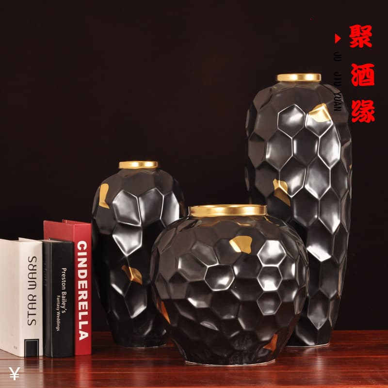 Jingdezhen Water Cube Glazed High-Temperature Ceramic Flower Insert Matte Vase Sample Room Entryway Flower Vase Combination Decoration