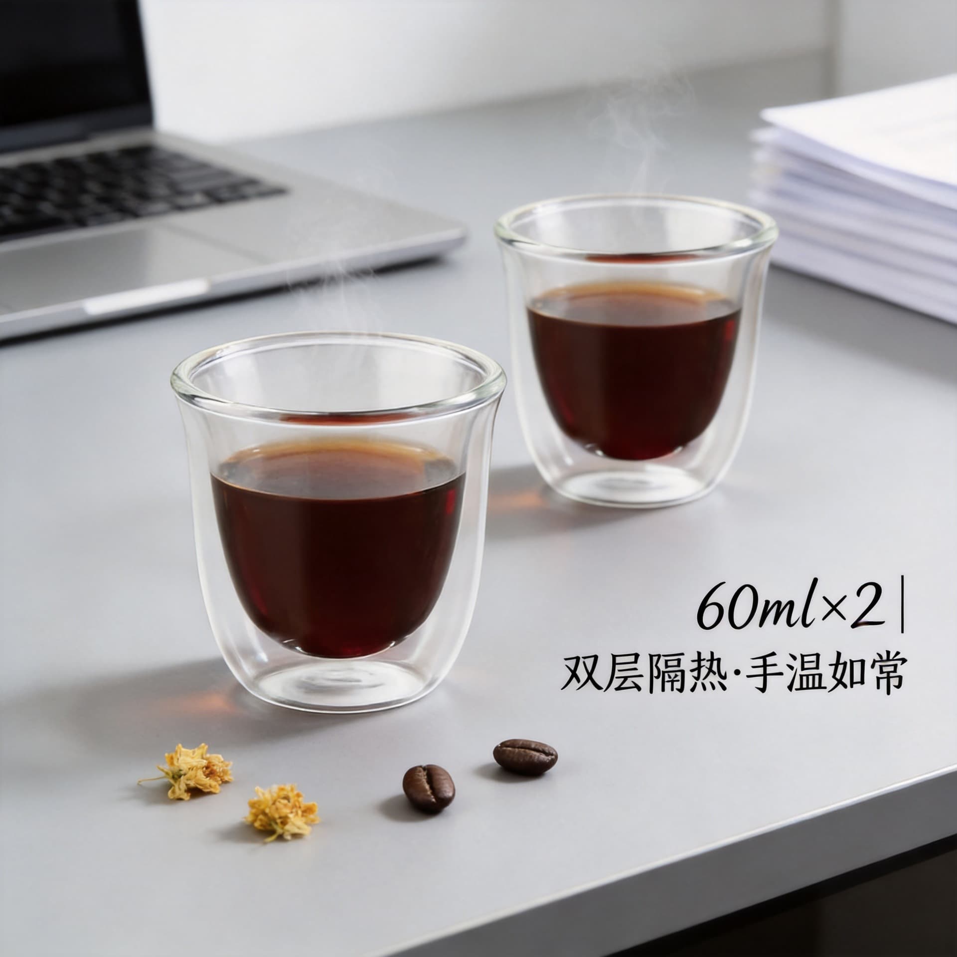 Thickened Double-Layer Insulated Glass Cup, High Aesthetic Value, Heat-Resistant and Anti-Scalding Flower Tea Cup, Creative and Heart-Warming Transparent Double-Layer Cup