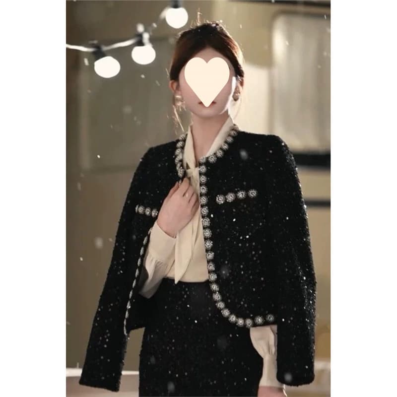 French Chic Heavy-Duty Spring/Autumn Jacket with Beading, 2025 New Short Style High-End Versatile Luxury Elegant Top